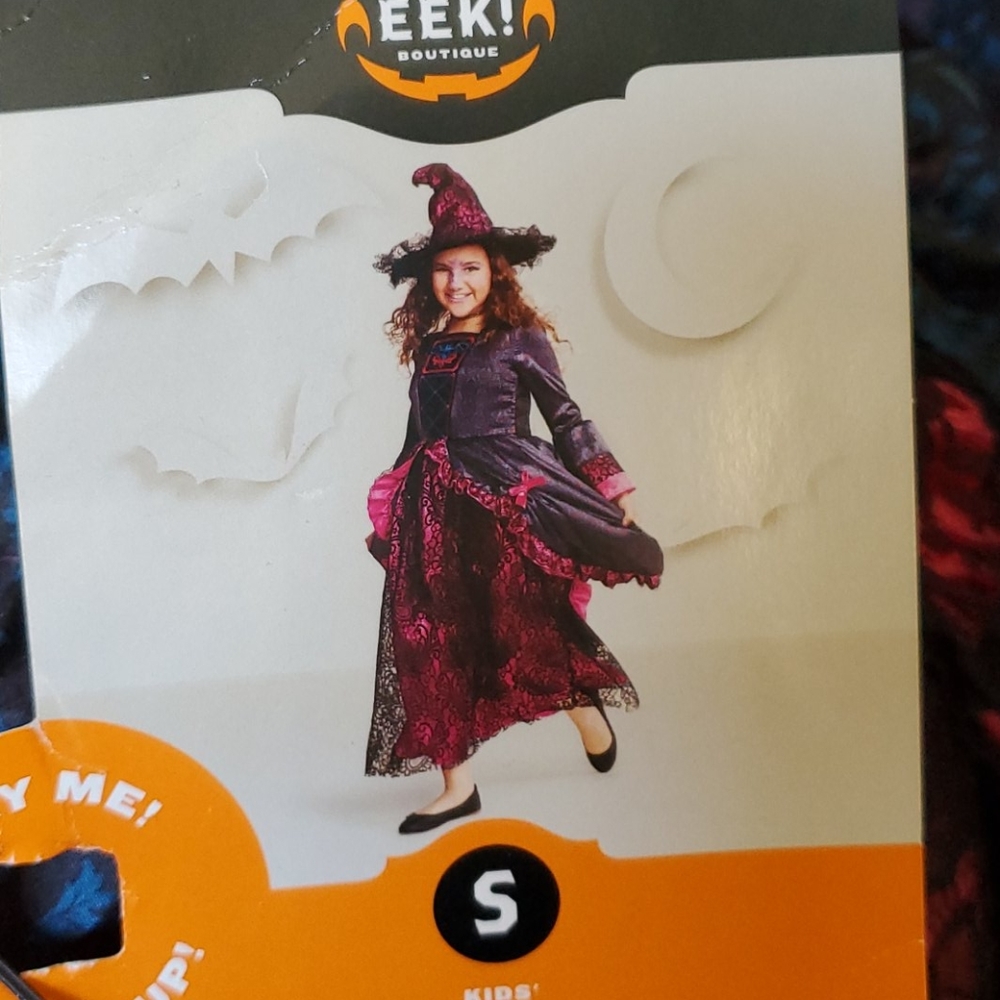 New Kids Witch Costume Light Up front with Hat
